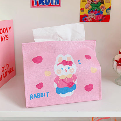 【ReadyStock】Korean Style Tissue Box Cute Cartoon Animal PU Desktop Tissue Storage Box Removable Tissue Box可爱卡通纸巾收纳盒