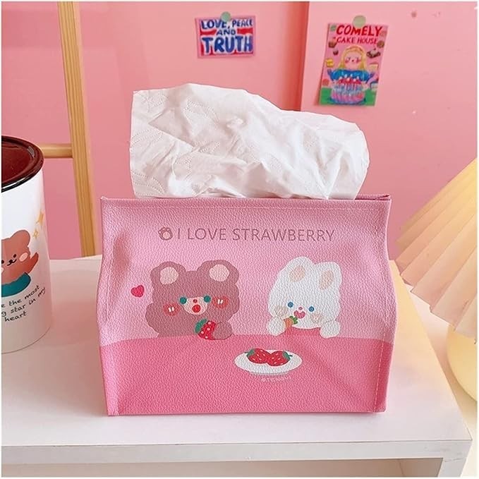 【ReadyStock】Korean Style Tissue Box Cute Cartoon Animal PU Desktop Tissue Storage Box Removable Tissue Box可爱卡通纸巾收纳盒