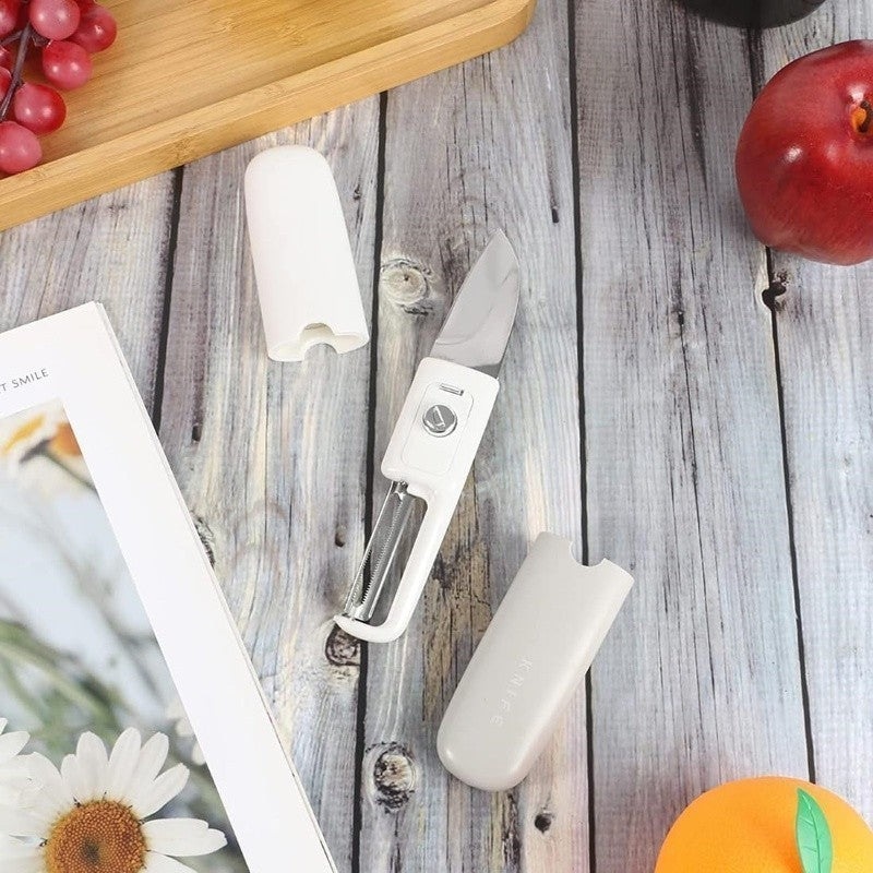 2 in 1 Portable Stainless Steel Fruit Peeler Knife Multifunction Peeler Home Kitchen Outdoor Fruit Knives 削皮水果刀