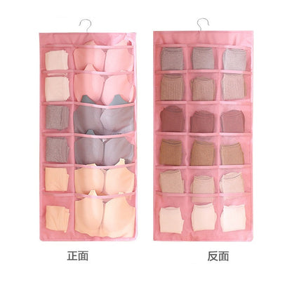 【READY STOCK】Double-Sided Hanging Bra Storage Bag | Wall-Mounted Underwear Organizer 内衣袜子收纳挂袋