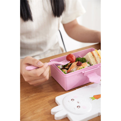 READY STOCK!!! Double Compartment Kids Cartoon Lunch Box | Airtight Leak-Proof Bento Box with Chopstick, Fork & Spoon |