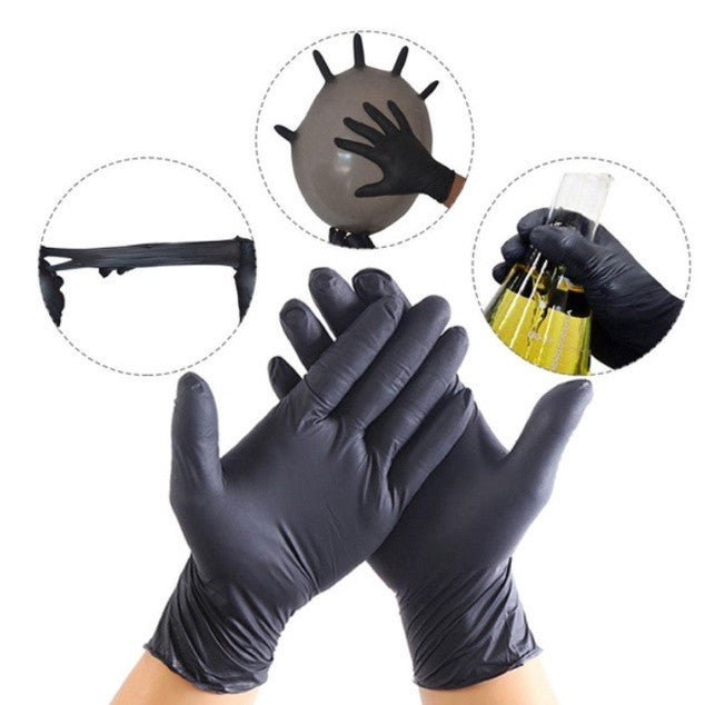 (READY STOCK) 100pcs Disposable Nitrile Gloves Black/Blue Sarung Tangan Hitam/Biru 一次性手套 S/M/L/XL