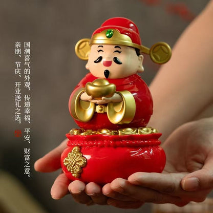 READY STOCK!!!Chinese Lucky Cat Nodding Lucky Gift Wealth Waving Shaking Hand Fortune Welcome Cat Home Craft太阳能招财猫/财神爷