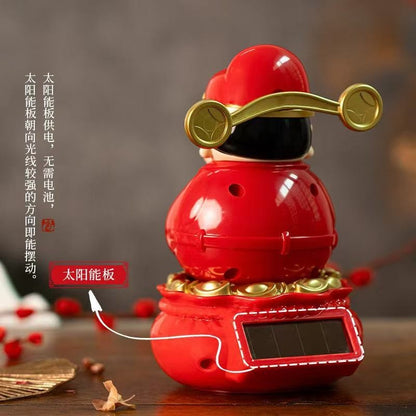 READY STOCK!!!Chinese Lucky Cat Nodding Lucky Gift Wealth Waving Shaking Hand Fortune Welcome Cat Home Craft太阳能招财猫/财神爷