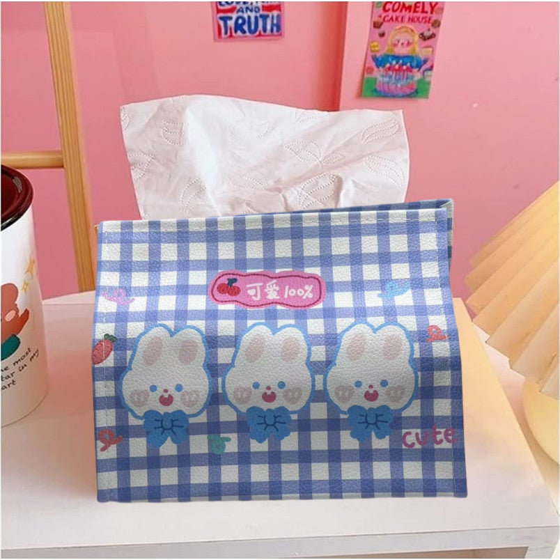【ReadyStock】Korean Style Tissue Box Cute Cartoon Animal PU Desktop Tissue Storage Box Removable Tissue Box可爱卡通纸巾收纳盒