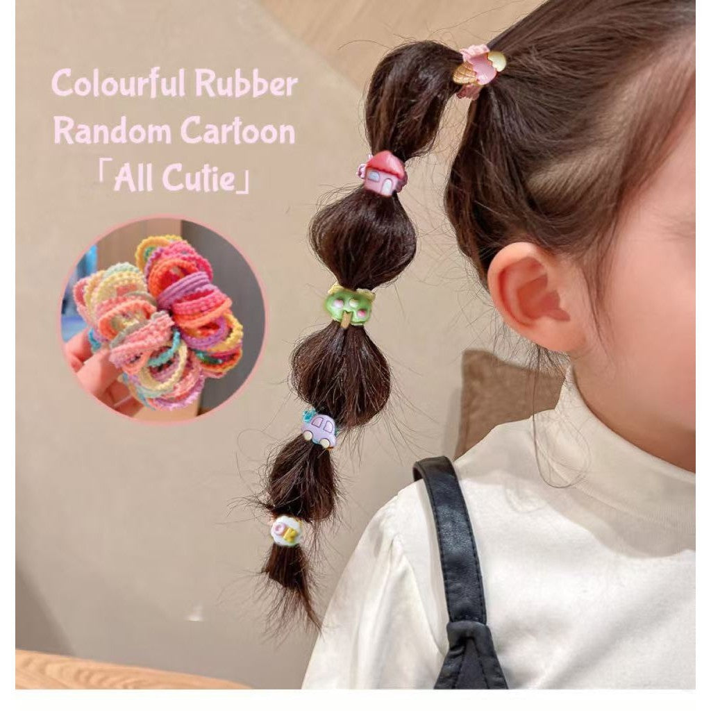 READY STOCK] 18Pcs Kuromi Hair Ties | High Elastic Bow Rubber Bands for Girls | Cute Ponytail Hair Accessories - CSW1048
