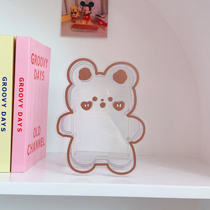 Cute Pen Holder Creative Desktop Organizer Cartoon Acrylic Transparent Office Stationery Storage Box 亚克力卡通文具收纳筒