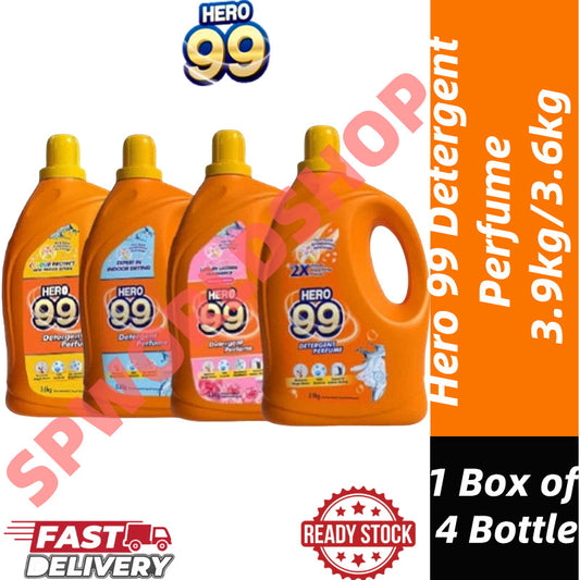 READY STOCK!!! HERO 99 Detergent Perfume 3.9KG/3.6KG 1 Box of 4 Bottle