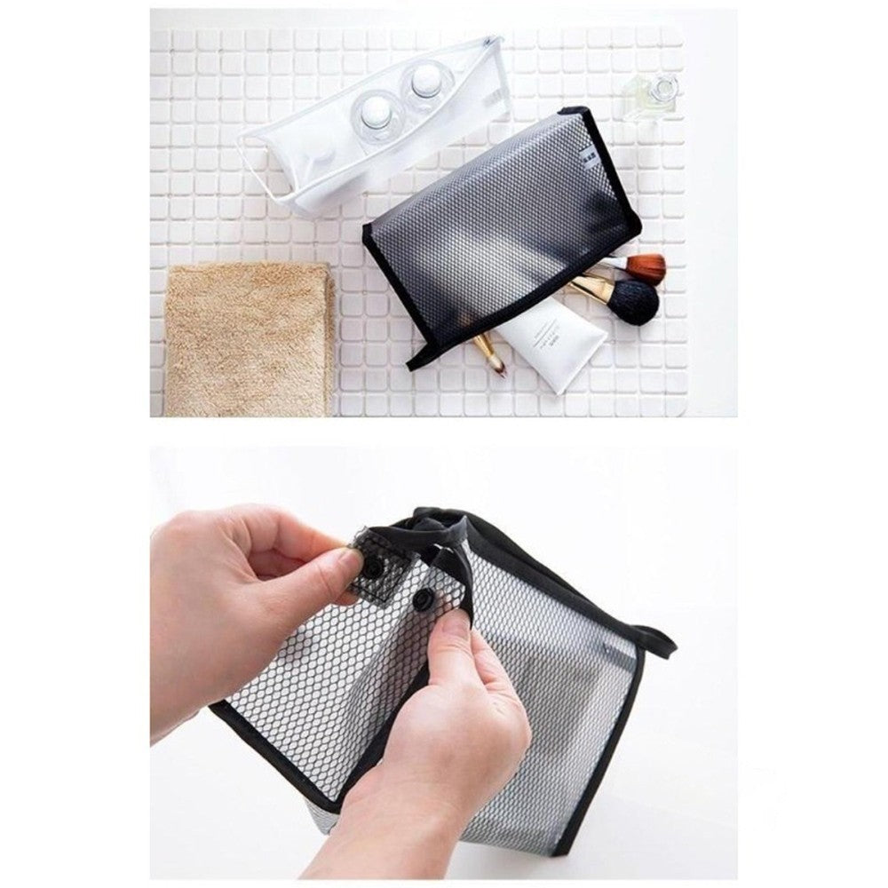 【READY STOCK】Portable PVC Travel Toiletry Bag | Waterproof Grid Makeup Organizer Bag 旅行携手洗漱包