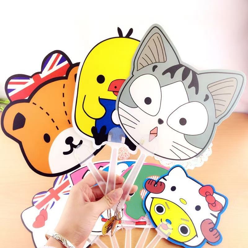 Creative Cute Cartoon Pattern Portable Mini Plastic Handheld Fan with Many Interesting Shapes for Party Favors