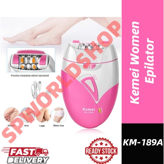 READY STOCK!!! Kemei KM-189A Women Epilator Rechargeable Hair Removal Machine Electric Shaver 科美脱毛仪