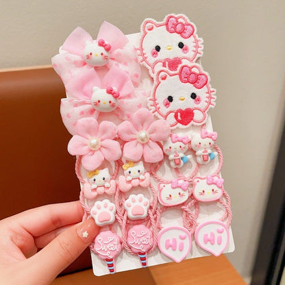 READY STOCK] 18Pcs Kuromi Hair Ties | High Elastic Bow Rubber Bands for Girls | Cute Ponytail Hair Accessories - CSW1048