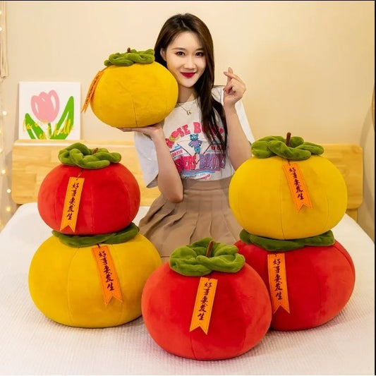 Plush Toy Creative Cushion Pillow Cute Fruit Simulation Persimmon Home Decoration Sofa Bay Window Car Ornaments