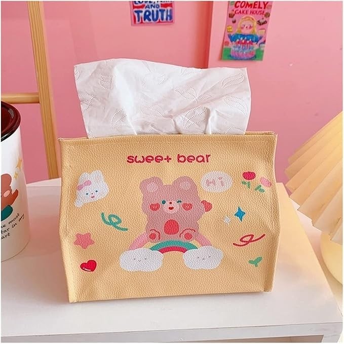 【ReadyStock】Korean Style Tissue Box Cute Cartoon Animal PU Desktop Tissue Storage Box Removable Tissue Box可爱卡通纸巾收纳盒