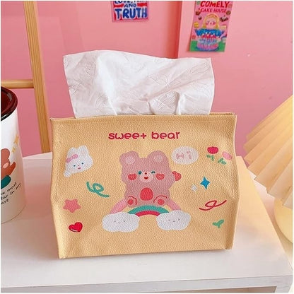 【ReadyStock】Korean Style Tissue Box Cute Cartoon Animal PU Desktop Tissue Storage Box Removable Tissue Box可爱卡通纸巾收纳盒