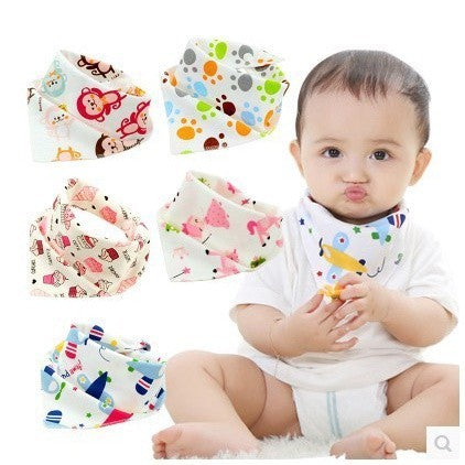 READY STOCK!!!Baby Kids Triangle Towel Baby Cotton Toddler Towel Baby Bib With Button Bibik Bayi 343