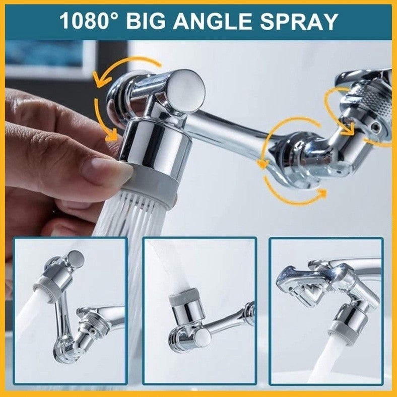 【READY STOCK】1080° Rotatable Kitchen Faucet Extender | Robotic Arm Nozzle with Splash-Proof Aerator | 1080°旋转厨房水龙头加长器