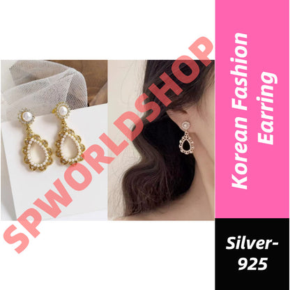 【Ready Stock】 Korean Fashion Women Earring Sliver 925 Needle Elegant Fashion Pearl Drop Earrings-ERB 韩版时尚 925银针珍珠耳环