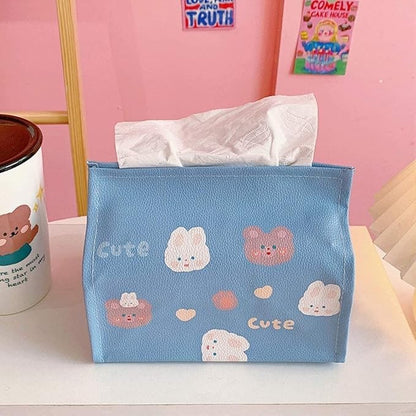 【ReadyStock】Korean Style Tissue Box Cute Cartoon Animal PU Desktop Tissue Storage Box Removable Tissue Box可爱卡通纸巾收纳盒