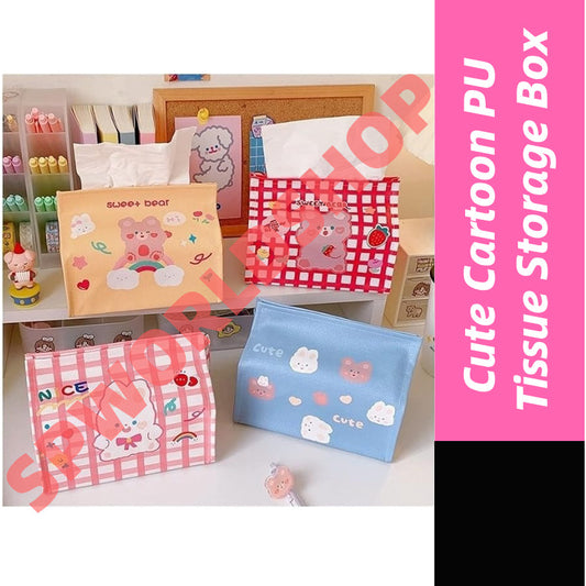 【ReadyStock】Korean Style Tissue Box Cute Cartoon Animal PU Desktop Tissue Storage Box Removable Tissue Box可爱卡通纸巾收纳盒