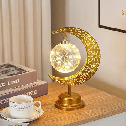 Ramadan Moon Star Light Gold EID Mubarak Ornaments Table Decor 2025 Eid Celebrate Adha Gifts Muslim Desktop Home Decor