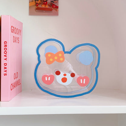Cute Pen Holder Creative Desktop Organizer Cartoon Acrylic Transparent Office Stationery Storage Box 亚克力卡通文具收纳筒
