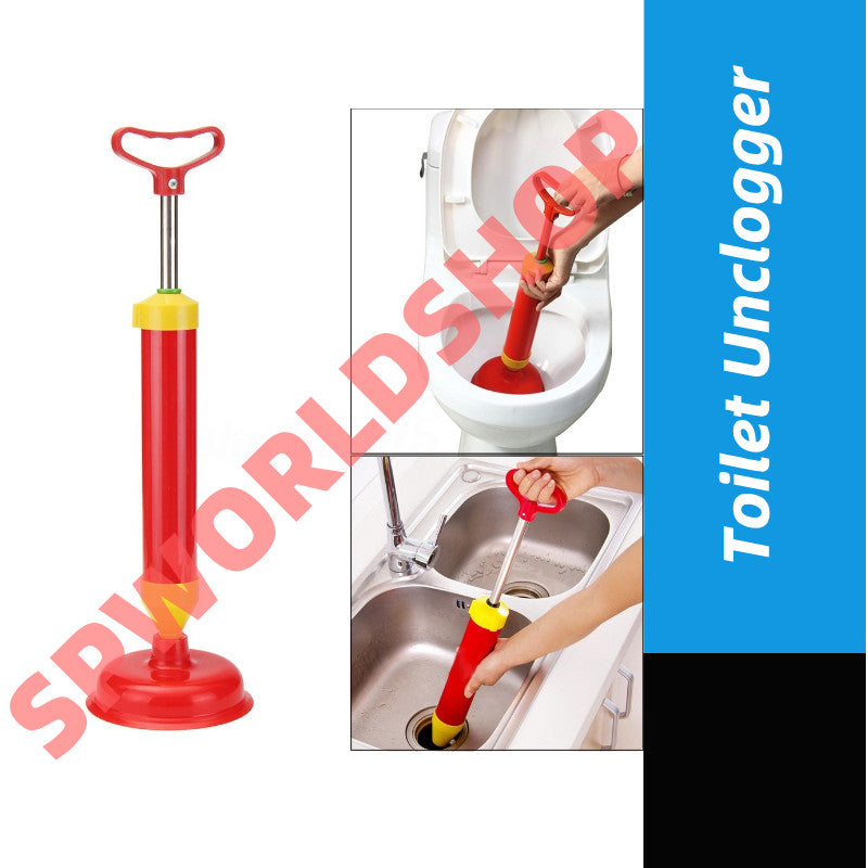 READY STOCK! Multi Drain Buster Plunger Powerful Sink Toilet Clog Sucker w/ 2 Suckers Red 马桶强力疏通器