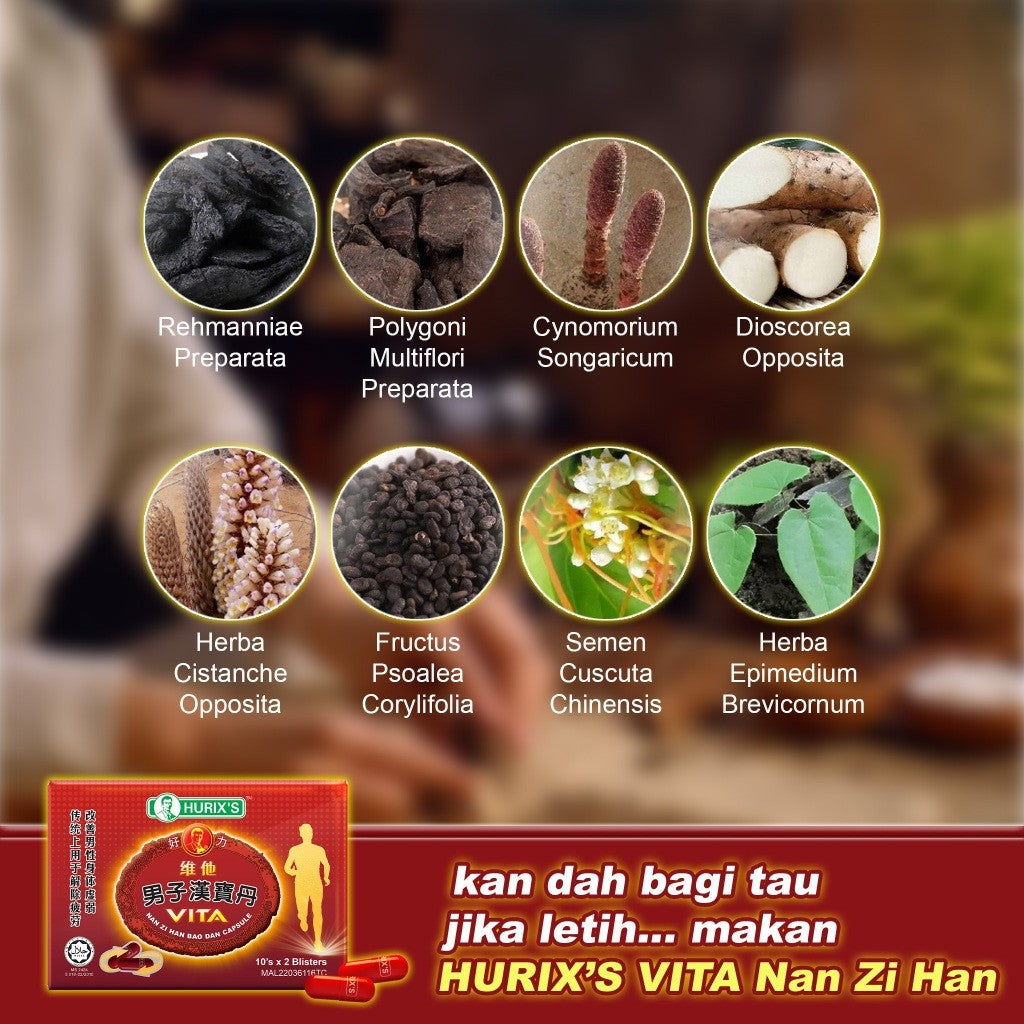 READY STOCK!!! HURIX'S VITA Nan Zi Han Bao Dan Capsule (6's) 好力维他男子汉宝丹