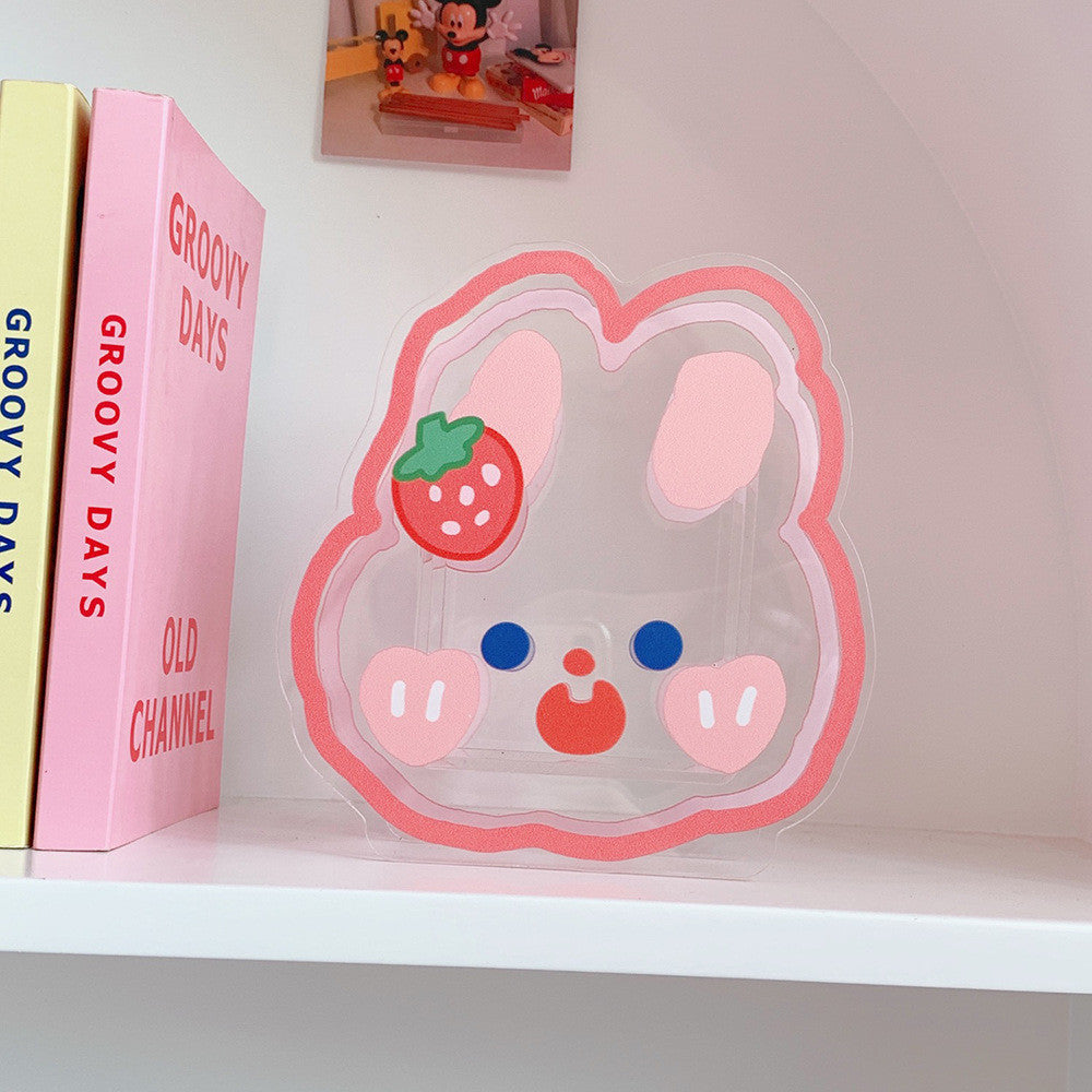 Cute Pen Holder Creative Desktop Organizer Cartoon Acrylic Transparent Office Stationery Storage Box 亚克力卡通文具收纳筒