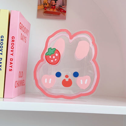 Cute Pen Holder Creative Desktop Organizer Cartoon Acrylic Transparent Office Stationery Storage Box 亚克力卡通文具收纳筒