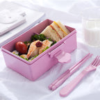 READY STOCK!!! Double Compartment Kids Cartoon Lunch Box | Airtight Leak-Proof Bento Box with Chopstick, Fork & Spoon |