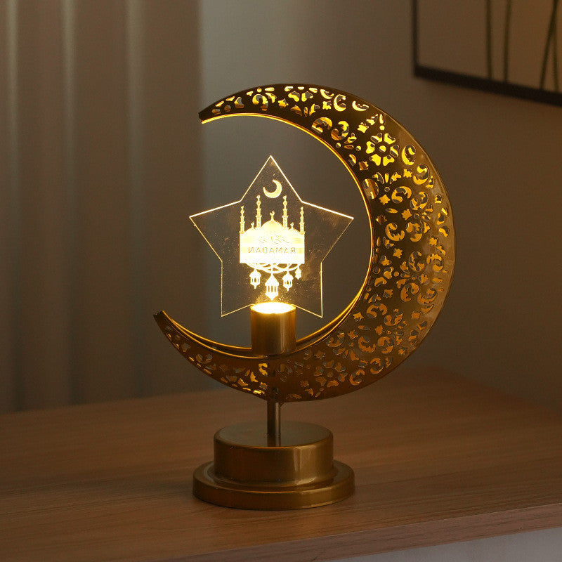 Metal LED Eid Mubarak Star Moon Light Bedroom Ramadan Decoration Night Light For Feast Decoration