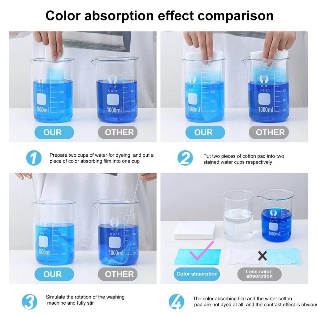 READY STOCK 50pcs Anti Dye Sheet Mix Color Proof Absorption Sheet Anti Dyed Cloth Laundry Paper 防串染洗衣吸色片