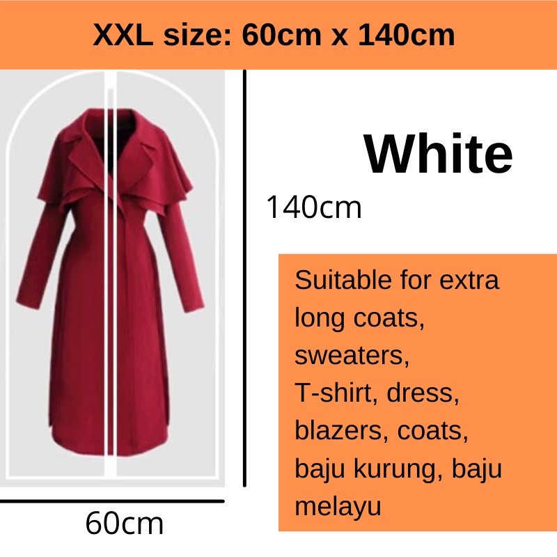 READY STOCK! Clothes Dust Cover Garment Bag Plastic Clothes Blazer Bag suit coat cloth cover 衣物防尘罩