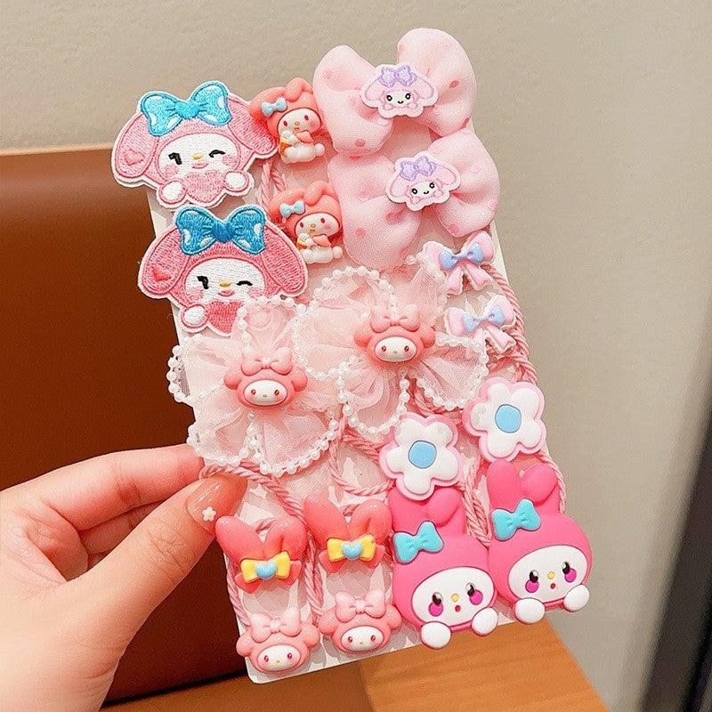 READY STOCK] 18Pcs Kuromi Hair Ties | High Elastic Bow Rubber Bands for Girls | Cute Ponytail Hair Accessories - CSW1048