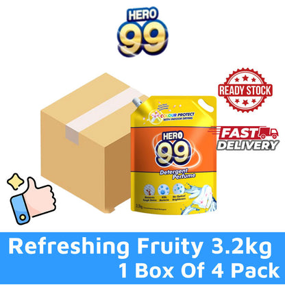 READY STOCK HERO 99 DETERGENT PERFUME REFILL PACK 3.2KG/3.5KG 1 Box Of 4 Pack