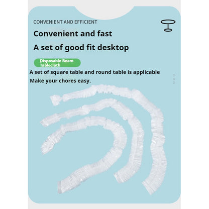 READY STOCK! Disposeable Drawstring PE Table Cloth Plastic Table Round Elastic Table Cover 一次性束口pe桌布塑料桌套