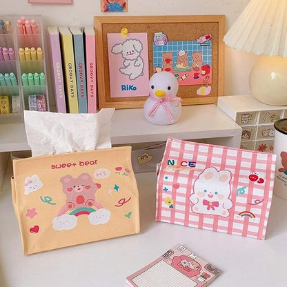 【ReadyStock】Korean Style Tissue Box Cute Cartoon Animal PU Desktop Tissue Storage Box Removable Tissue Box可爱卡通纸巾收纳盒