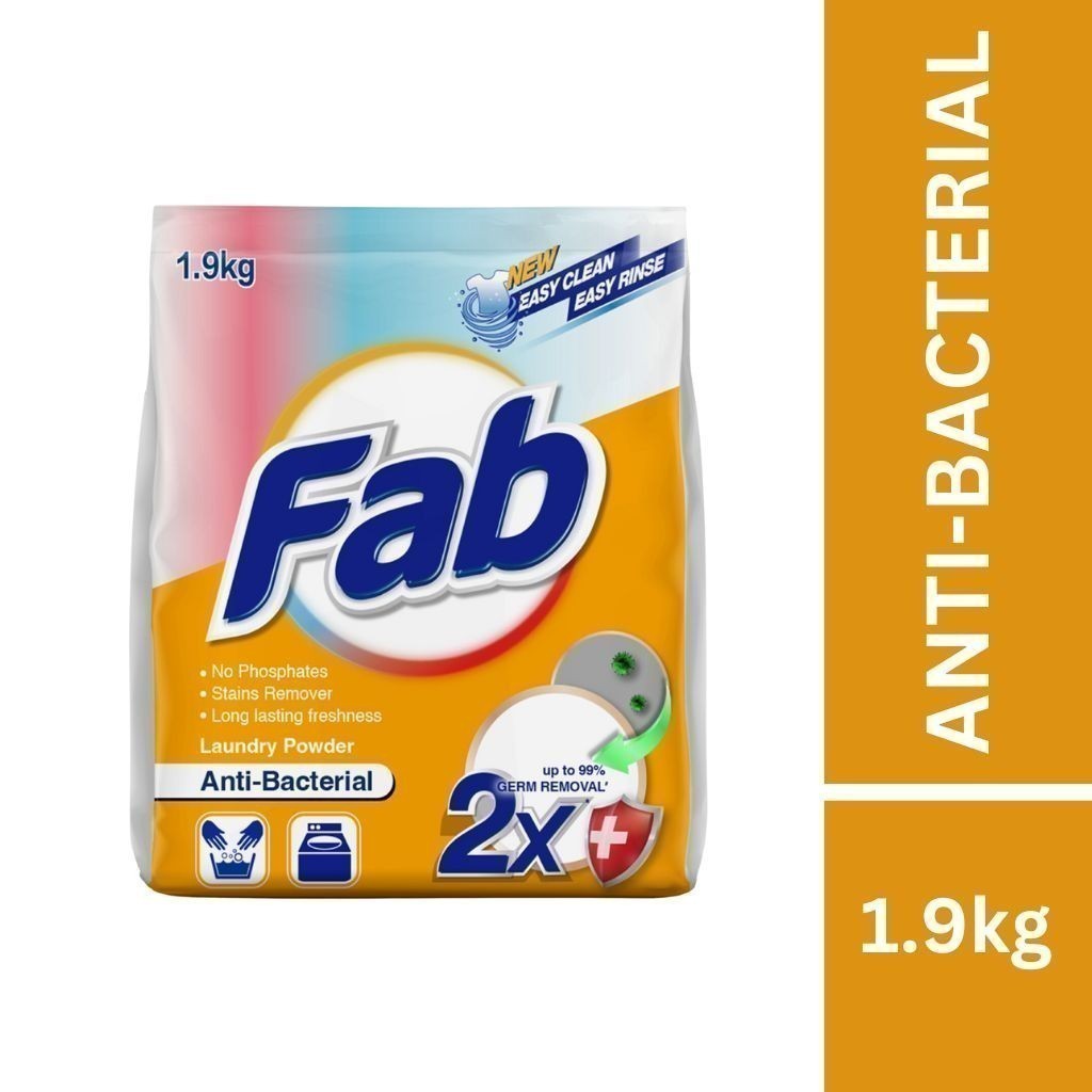 READY STOCK!!! FAB Detergent Laundry Powder (1.9kg/2kg) 1 Box Of 5 Pack