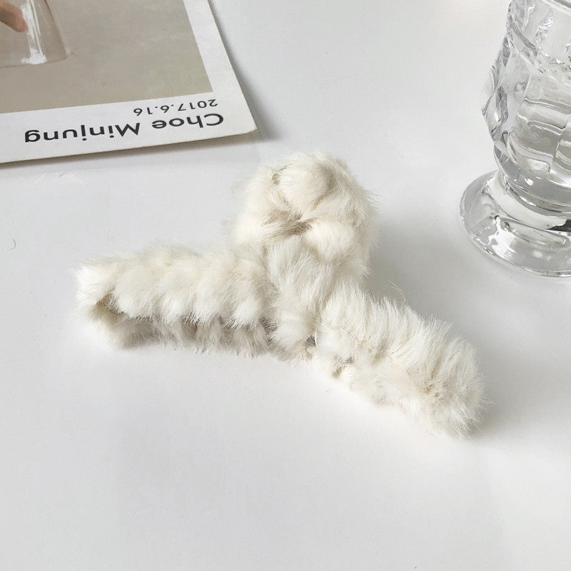 【READY STOCK 】Elegant Plush Hair Clip Claw Korean Style Fashion Big Hair Clamp Women's Hair Accessories ZJ-888bb
