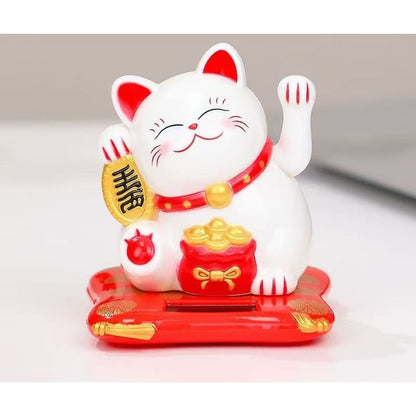 READY STOCK!!!Chinese Lucky Cat Nodding Lucky Gift Wealth Waving Shaking Hand Fortune Welcome Cat Home Craft太阳能招财猫/财神爷