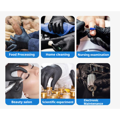(READY STOCK) 100pcs Disposable Nitrile Gloves Black/Blue Sarung Tangan Hitam/Biru 一次性手套 S/M/L/XL