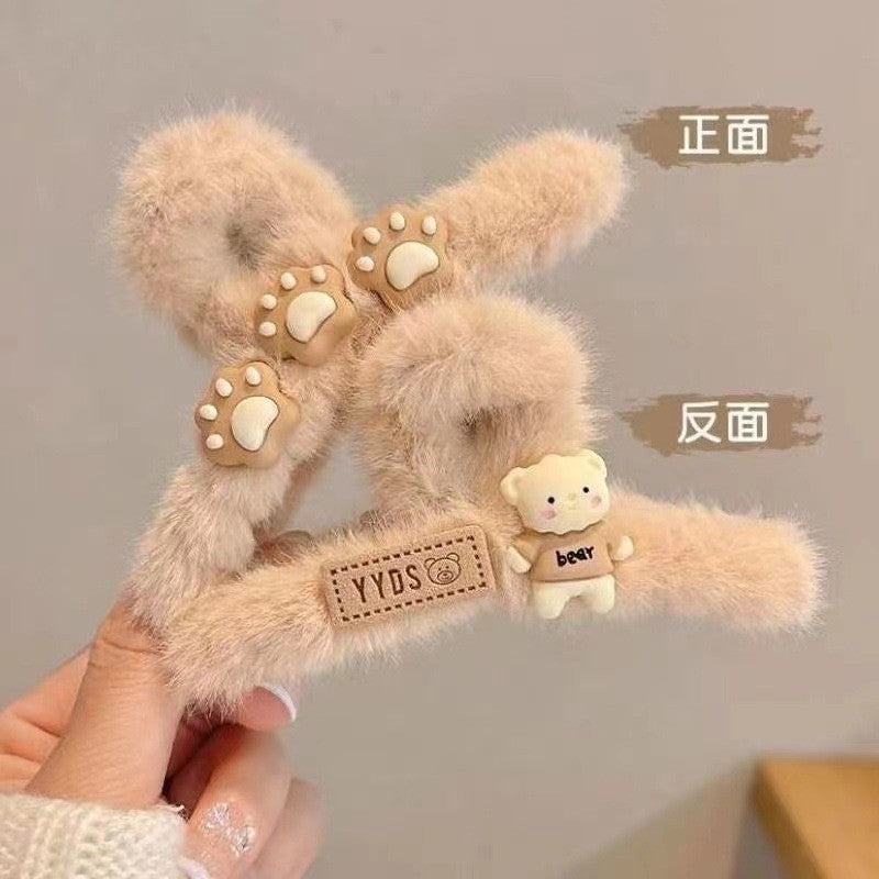 【READY STOCK 】Elegant Plush Hair Clip Claw Korean Style Fashion Big Hair Clamp Women's Hair Accessories ZJ-888bb