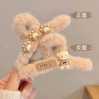 【READY STOCK 】Elegant Plush Hair Clip Claw Korean Style Fashion Big Hair Clamp Women's Hair Accessories ZJ-888bb