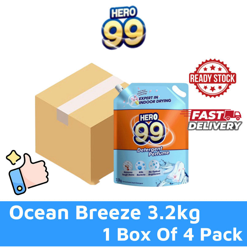 READY STOCK HERO 99 DETERGENT PERFUME REFILL PACK 3.2KG/3.5KG 1 Box Of 4 Pack