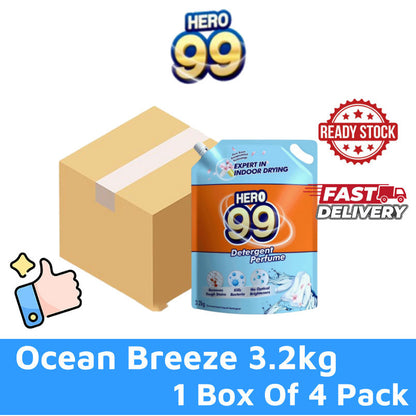 READY STOCK HERO 99 DETERGENT PERFUME REFILL PACK 3.2KG/3.5KG 1 Box Of 4 Pack