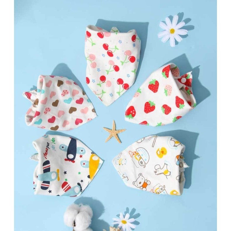READY STOCK!!!Baby Kids Triangle Towel Baby Cotton Toddler Towel Baby Bib With Button Bibik Bayi 343