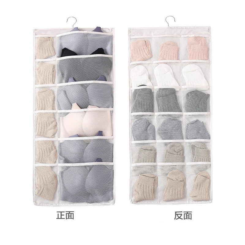 【READY STOCK】Double-Sided Hanging Bra Storage Bag | Wall-Mounted Underwear Organizer 内衣袜子收纳挂袋