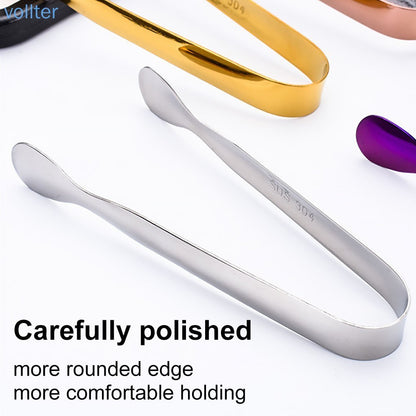 READY STOCK  Stainless Steel Mini Ice Tongs Multifunctional Tea Set Food Serving Tools Bar Kitchen Utensils 不锈钢迷你冰钳