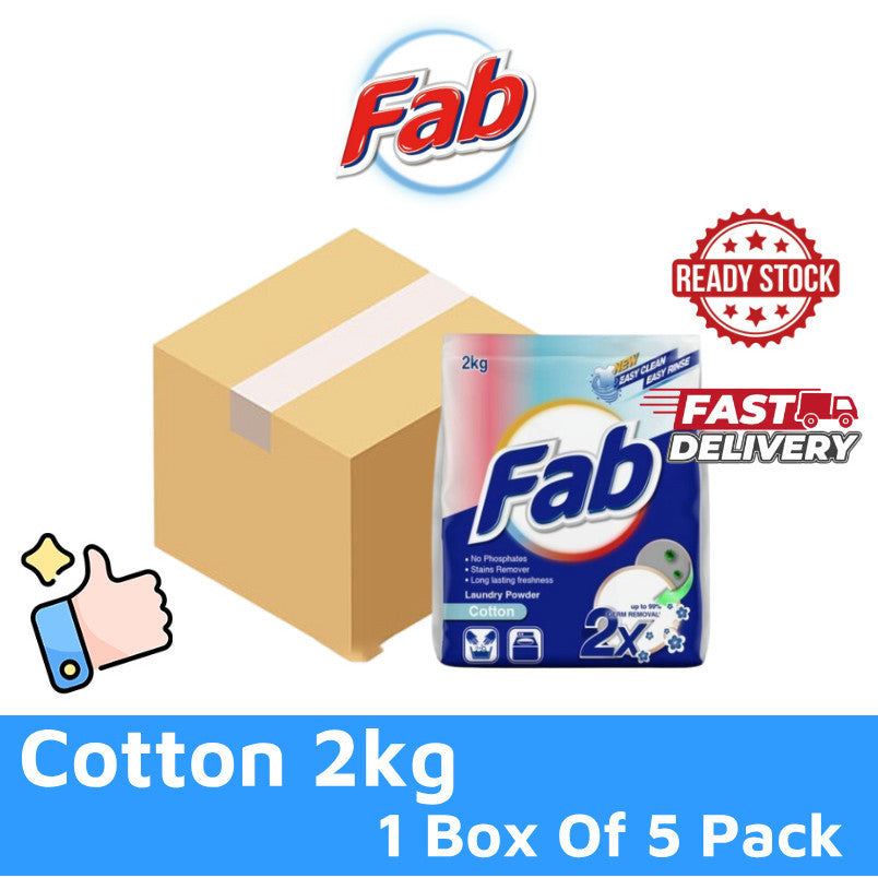 READY STOCK!!! FAB Detergent Laundry Powder (1.9kg/2kg) 1 Box Of 5 Pack